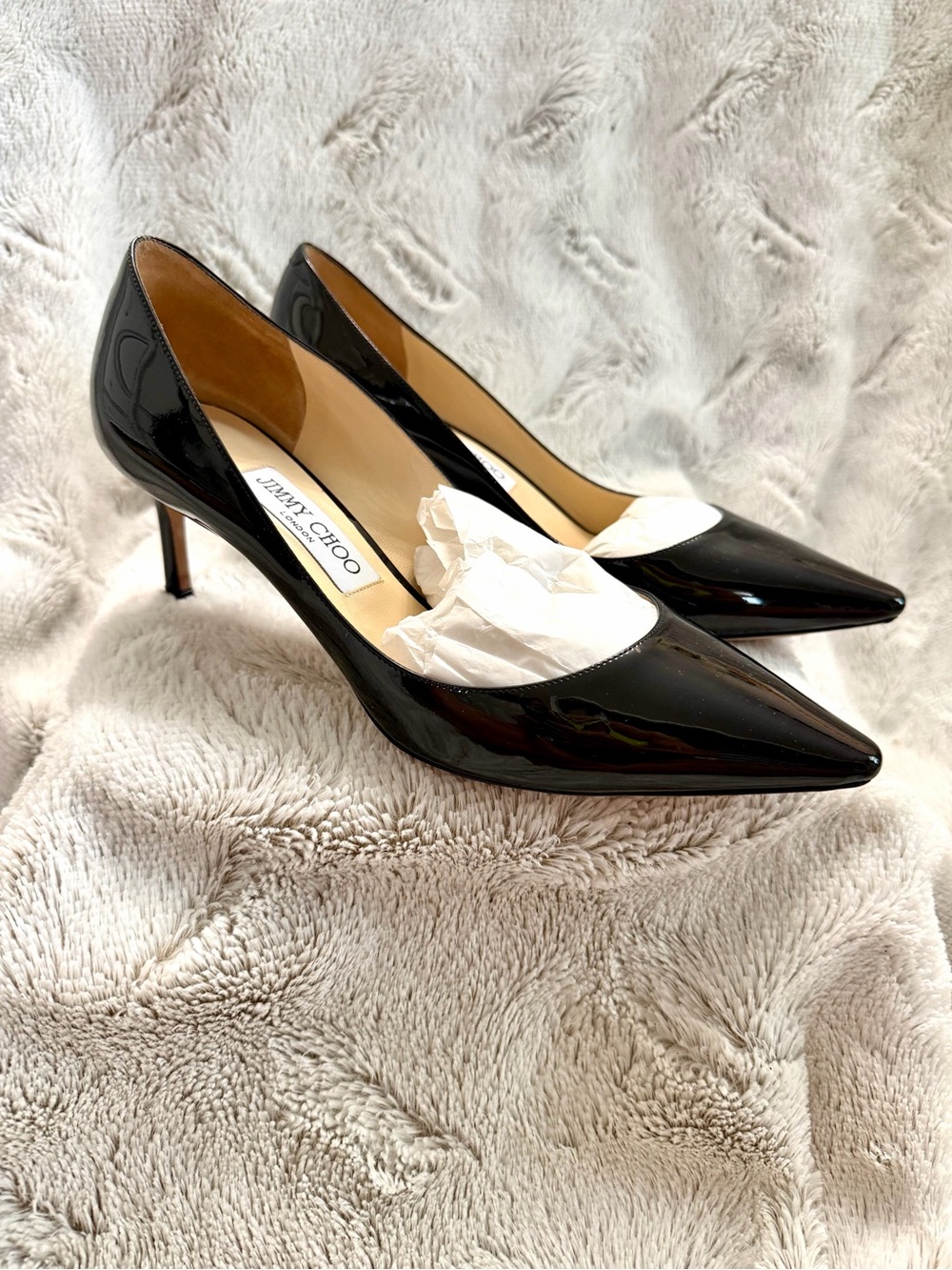 Jimmy Choo Black Patent Leather Romy 65 Pointed Toe Pumps Size 39